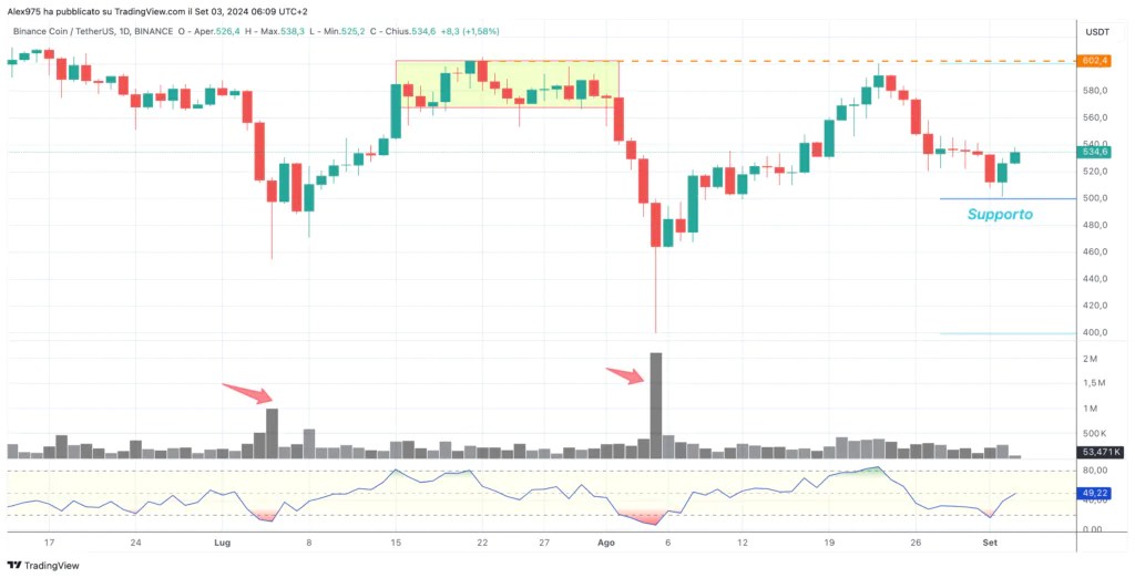 Binance Coin (BNB) - Quotidien du 03 septembre 2024