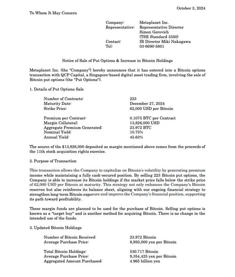 Japan’s Metaplanet Sold 233 BTC Put Options to Boost Its Bitcoin Reserves Japan’s Metaplanet Sold 233 Btc Put Options to Boost Its Bitcoin Reserves