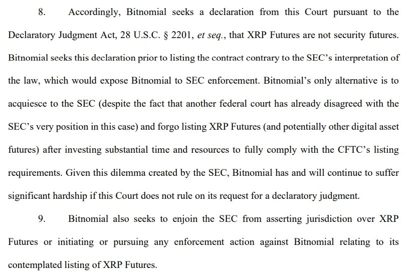 Bitnomial Sues SEC Over XRP Futures, Challenging Security Status Claim Bitnomial Sues SEC Over XRP Futures, Challenging Security Status Claim