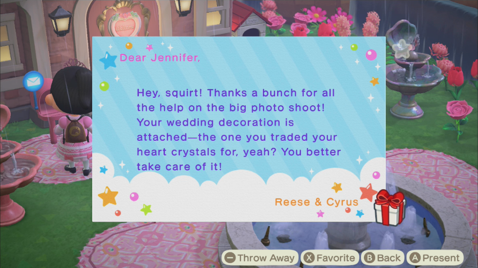 Items can be obtained during wedding season from either reese after shooting a . Animal Crossing New Horizons Days 76 79 Wedding Event Days 2 5 Crystal Dreams