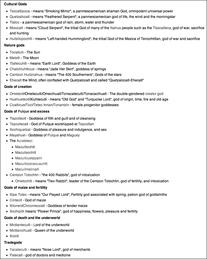 Aztec Gods And Goddesses Crystalinks