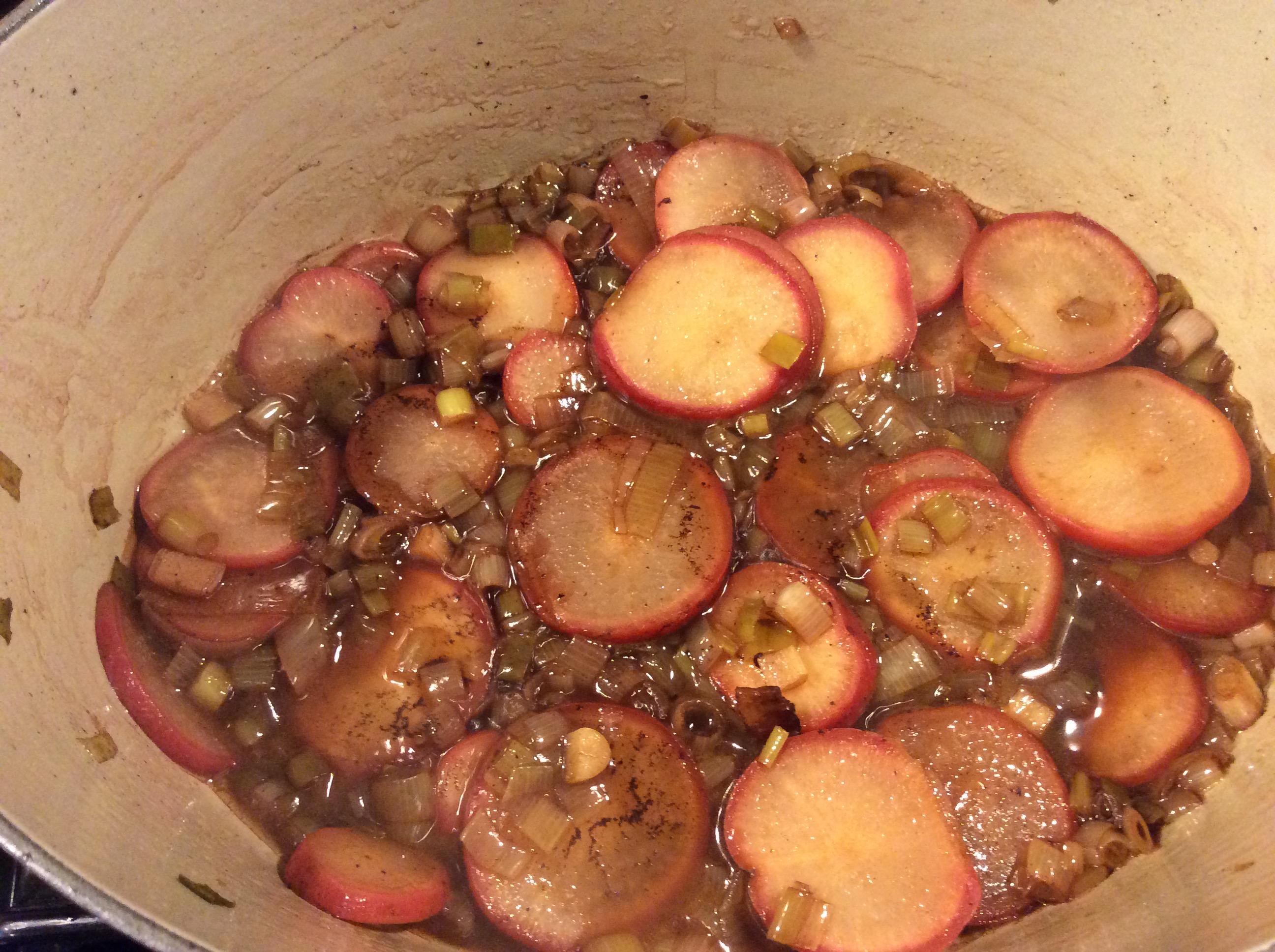 Balsamic Braised Radishes with Leeks and Bacon - CSA|365