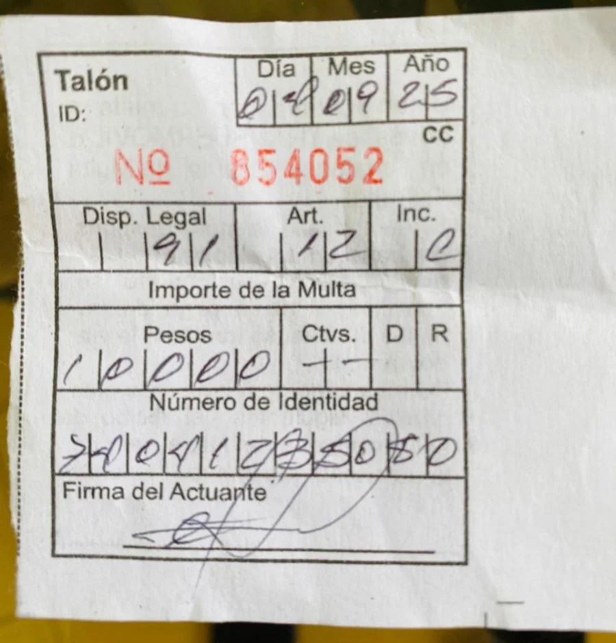 Multa impuesta a Ohauris Rondón Rivero
