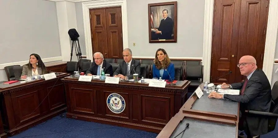 De izquierda a derecha, Rosa María Payá, Carlos Giménez, MMario Díaz-Balart, María Elvira Salazar y Orlando Gutiérrez-Boronat