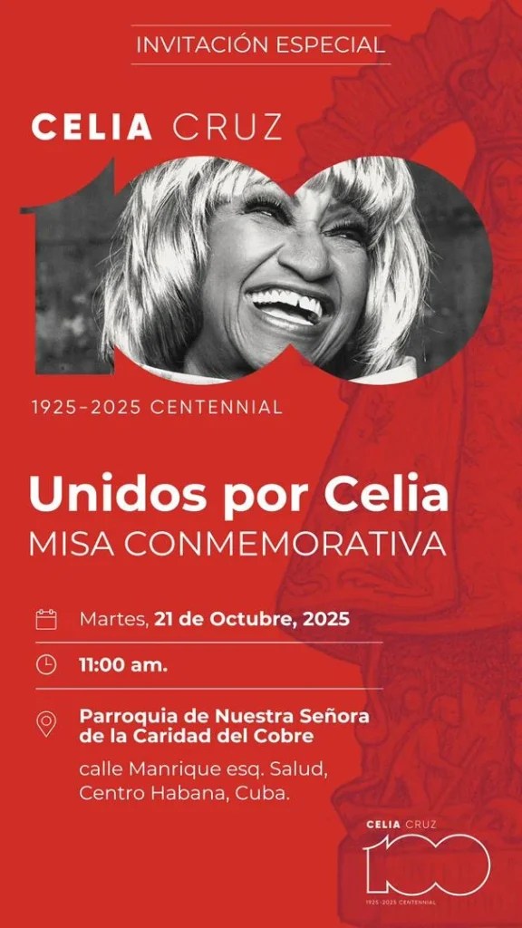Información sobre la misa conmemorativa por el centenario de Celia Cruz, programada para este martes