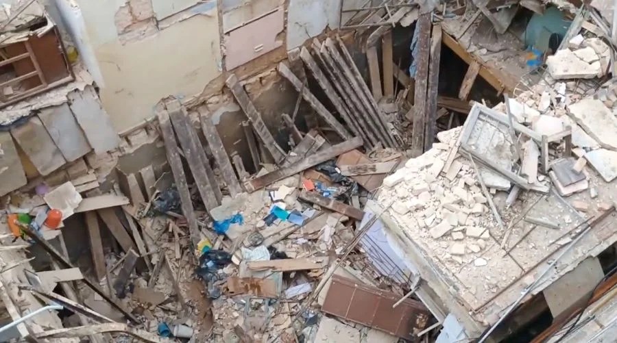 Así quedó el edificio de la calle Compostela tras el derrumbe 
