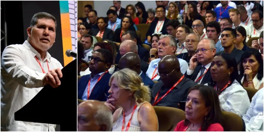 Oscar Pérez-Oliva Fraga, viceprimer ministro del régimen cubano y titular del Ministerio de Comercio Exterior y la Inversión Extranjera (MINCEX), en la apertura del VIII Foro de Inversiones, de la XLI Feria Internacional de La Habana