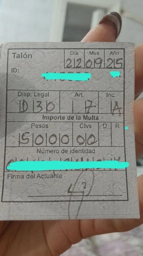 Multa de 15.000 pesos impuesta a un trabajador por cuenta propia