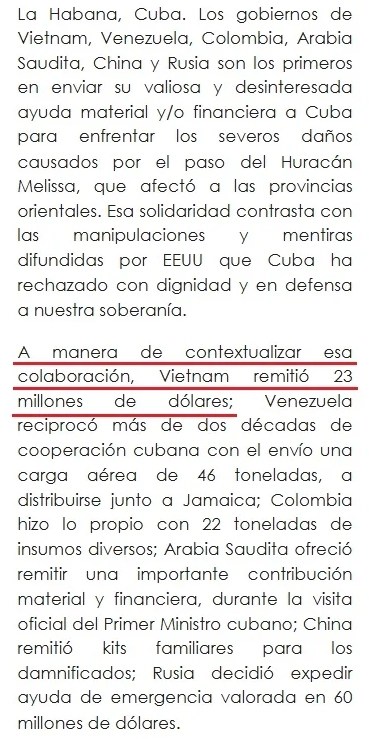 Especial ayuda humanitaria huracán Melissa