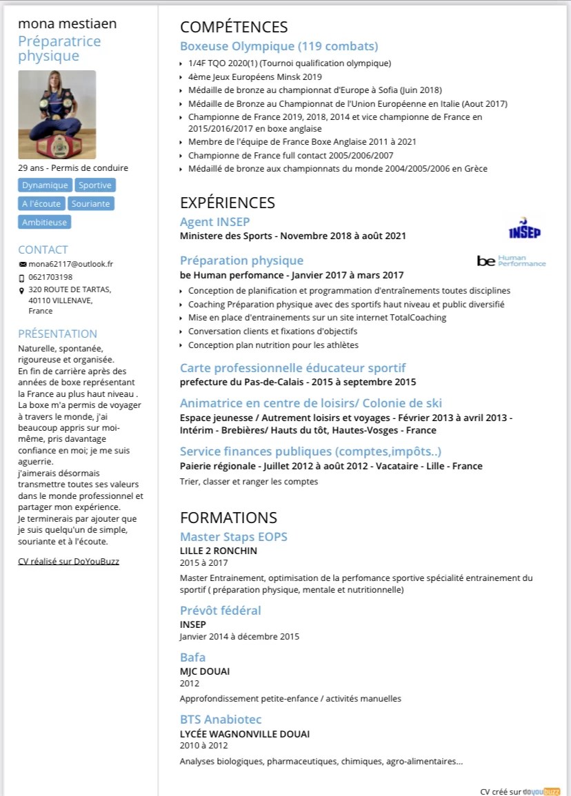 Le centre national de la fonction publique territoriale. Recrutement Cv Sport Mestiaen Mona Emplois Sport Cvsportsjob