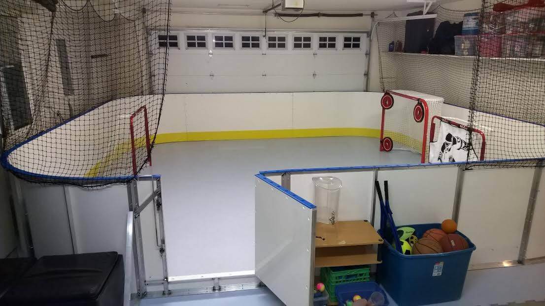 A good rule of thumb, especially if this is your first time building a rink, is to set up your rink so that the slope from one end to the other . Garage Basement Rinks | Hockey Boards & Synthetic Ice | D1