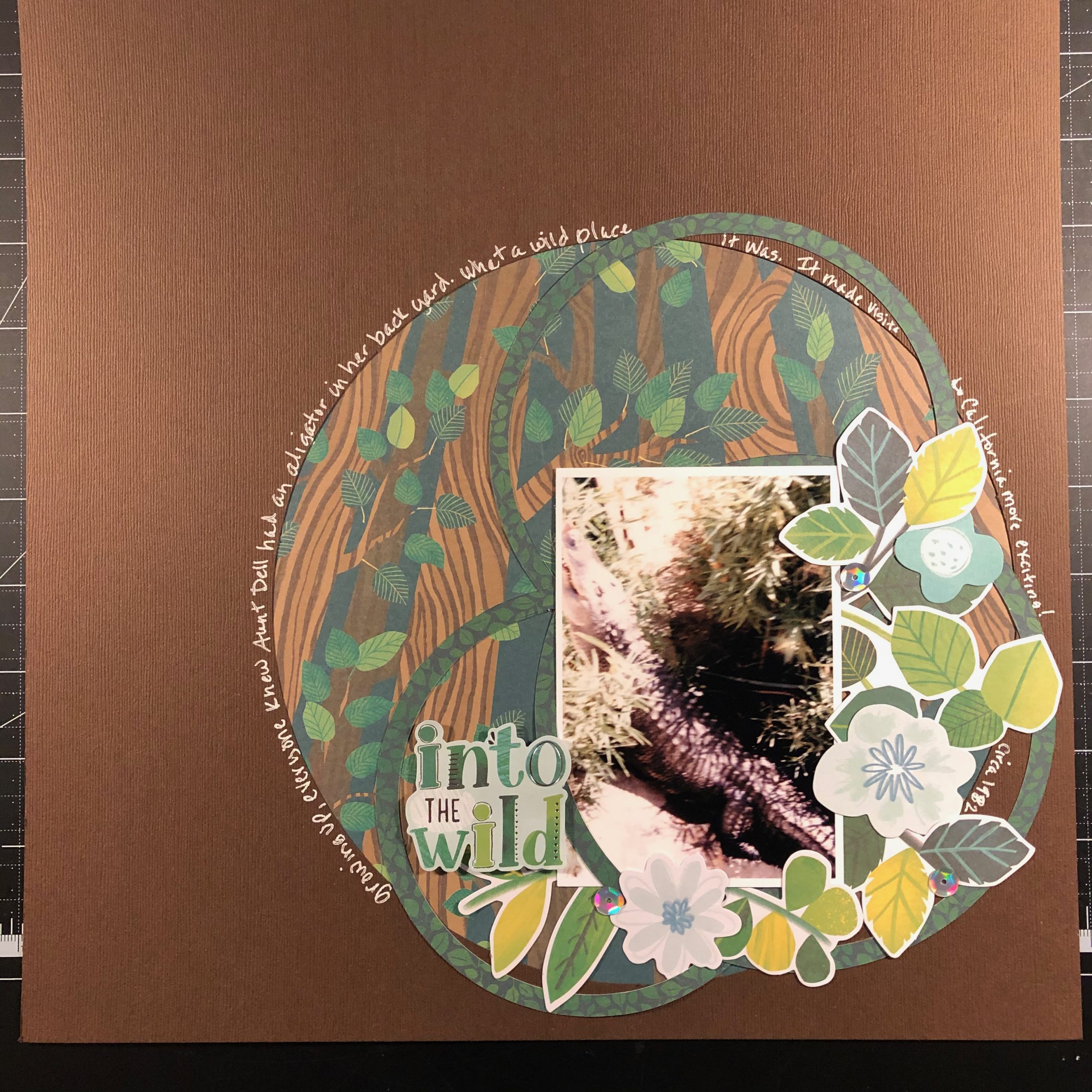 scrapbook layout of my Aunt Dell's alligator