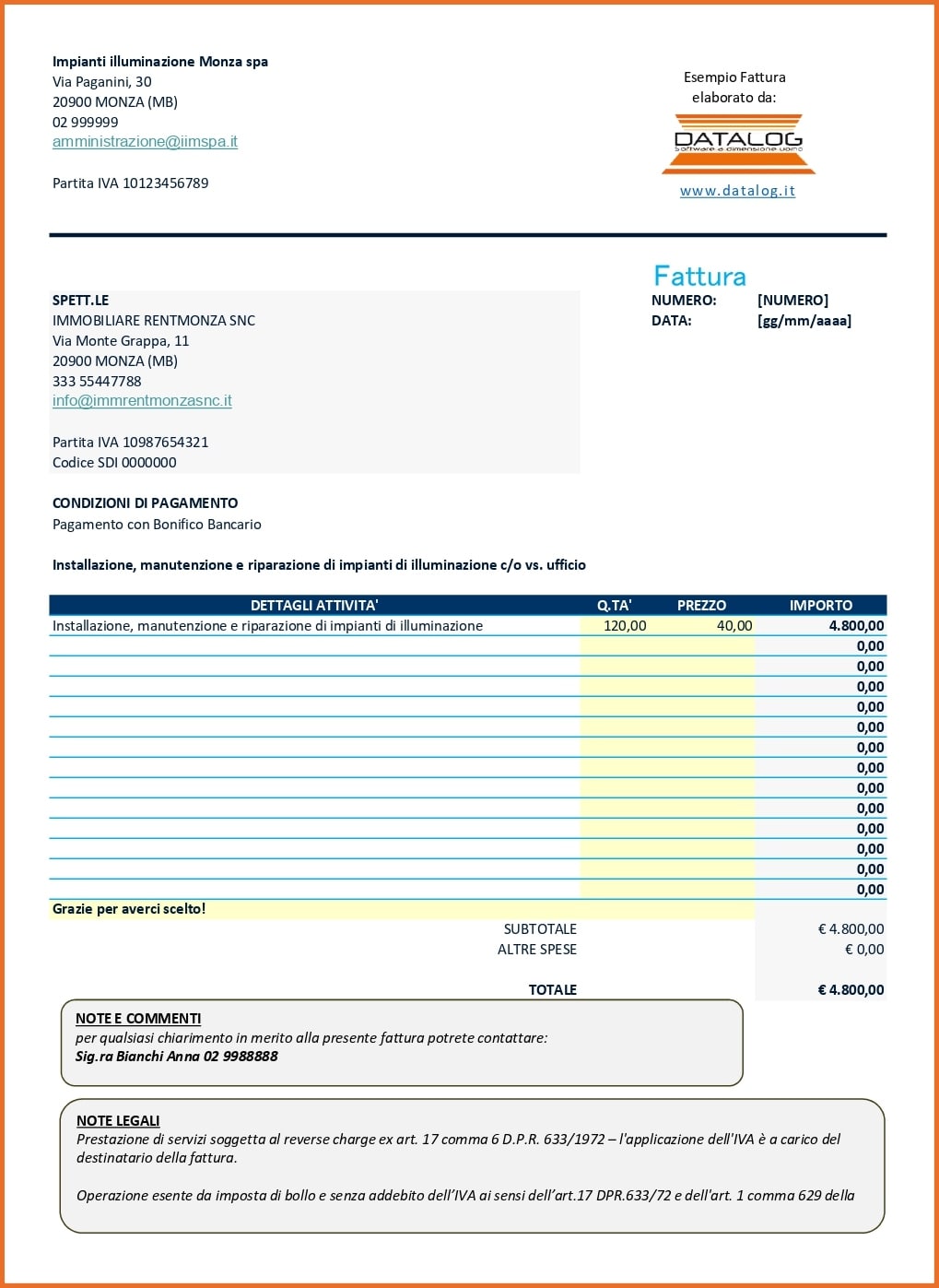 Modello Fattura Excel: Esempi Scaricabili Online E Come Compilarli - Datalog® 1397_x_1019_jpg
