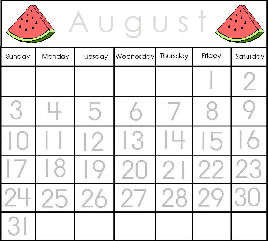 preschool printable calendar items