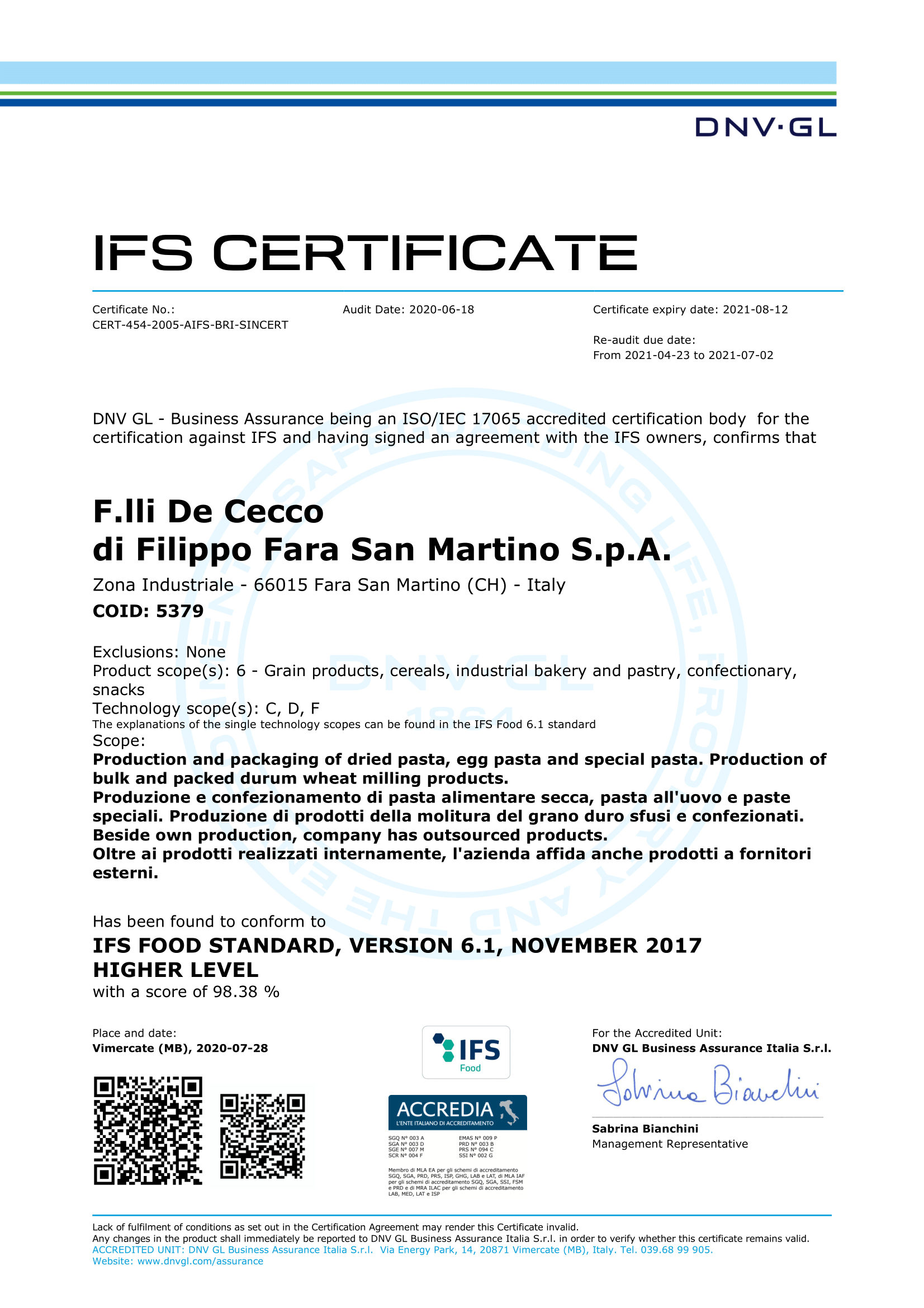 Certifications | De Cecco 2339_x_1653_png