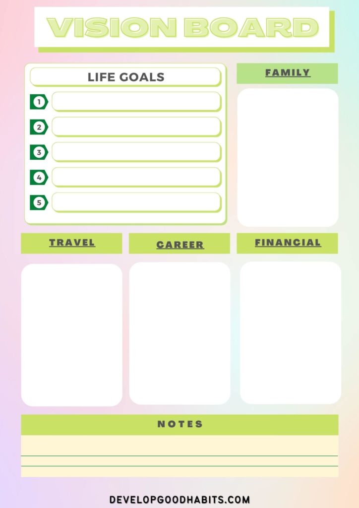 26 vision board templates free printable for 2022