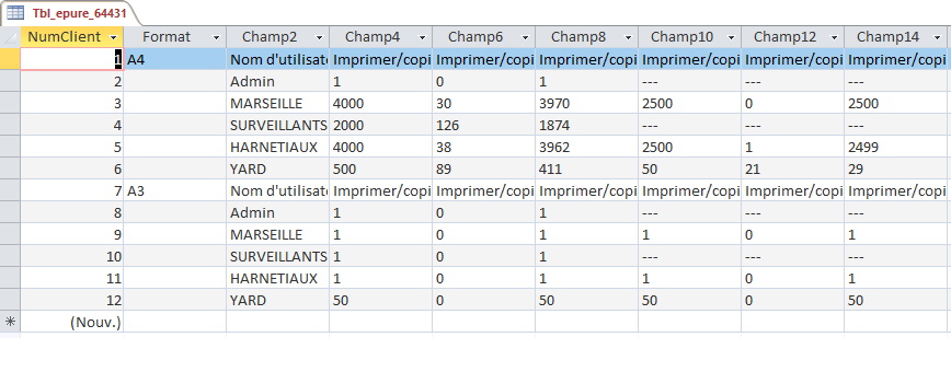 Access : Copier la valeur d&rsquo;une cellule dans cellule en dessous