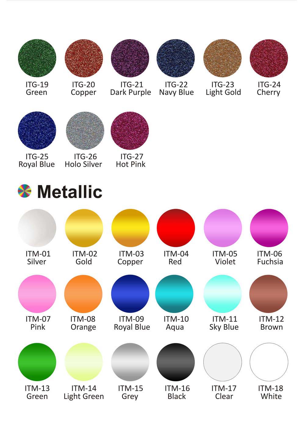 i tech vinyl heat transfer film different type and color