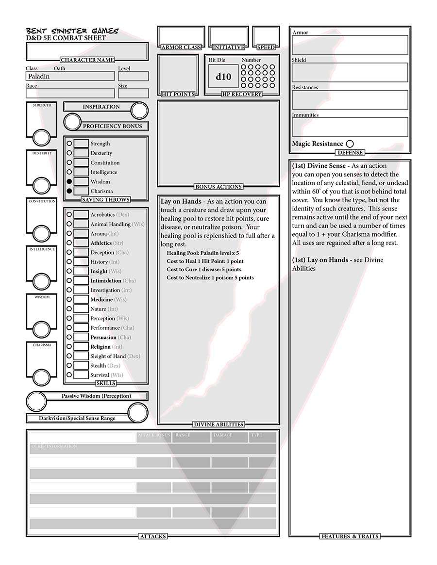 paladin character sheet fillable form dungeon masters guild dungeon masters guild