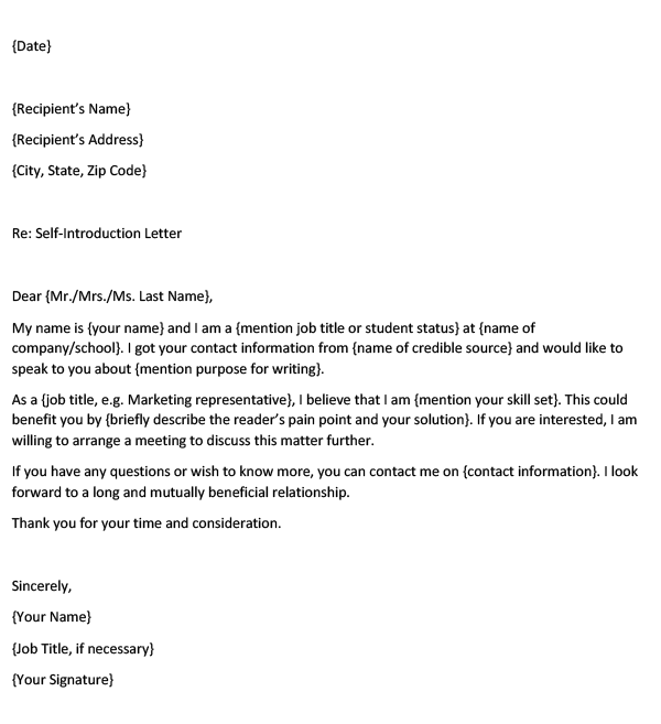 When you're given an opportunity to interview you'll be concentrating on how to impress the interviewer, what to we. How To Write A Self Introduction Letter Or Email With Samples
