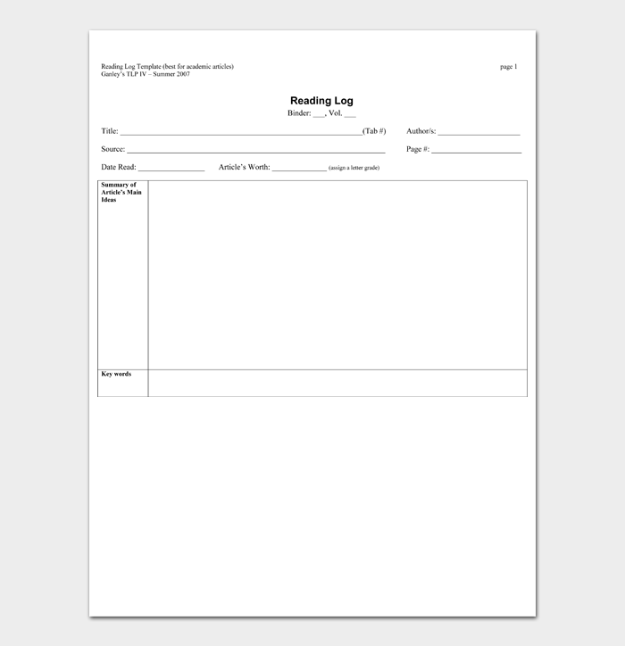 Miss a meal if you have to, but don't miss a book, said art of exceptional living author jim rohn—and we cou. 17 Free Reading Log Templates For Kids Middle School And Adults