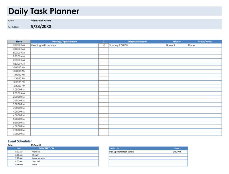 30 free daily planner templates for word excel pdf