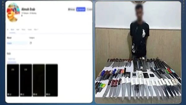 بحوزته 87 قطعة سلاح وحشيش.. ضبط عامل يدير صفحة إلكترونية لترويج بيع الأسلحة البيضاء