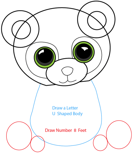 Now draw a nose and two . How To Draw Stuffed Baby Pandas With Easy Step By Step Drawing Tutorial How To Draw Step By Step Drawing Tutorials