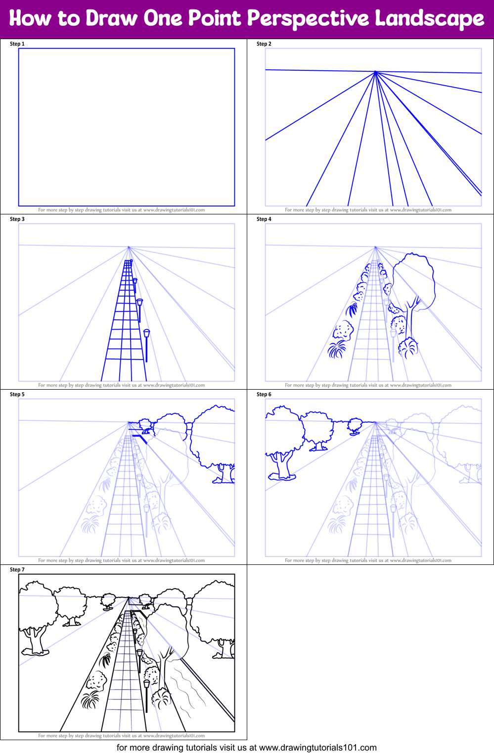 Creative bloq is supported by its audience. How To Draw One Point Perspective Landscape Printable Step By Step Drawing Sheet Drawingtutorials101 Com