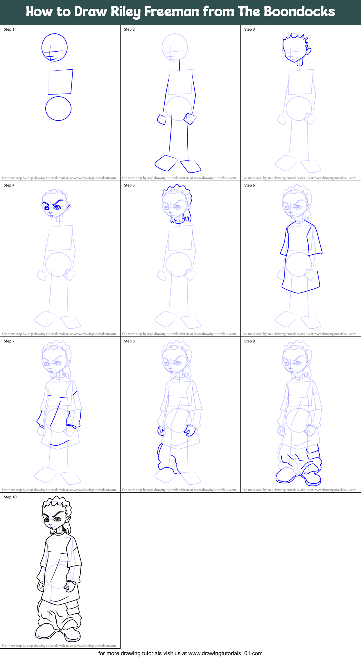 · how do you draw ideas? How To Draw Riley Freeman From The Boondocks Printable Step By Step Drawing Sheet Drawingtutorials101 Com