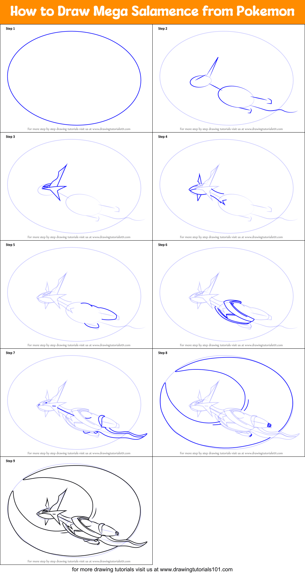 how to draw mega salamence from pokemon printable step by
