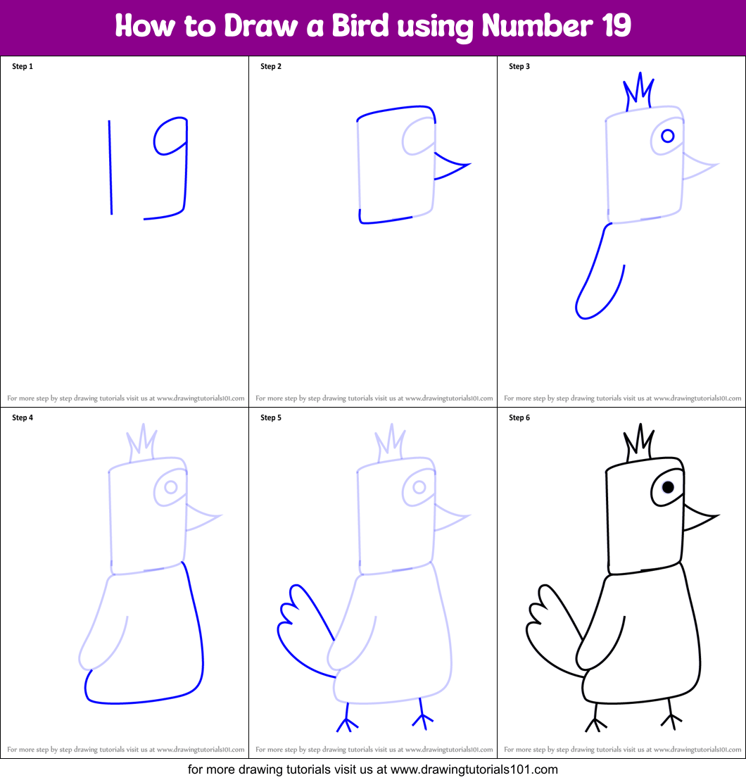 Collection 32+ Background Images how to draw a bird using numbers Superb