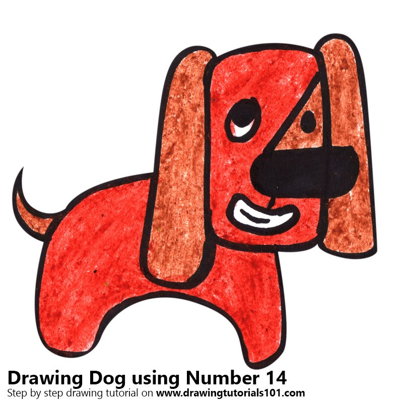 Christopher hart offers a wildly creative collection of cartoon characters that all begin just with a number. Learn How To Draw A Dog Using Number 14 Animals With Numbers Step By Step Drawing Tutorials