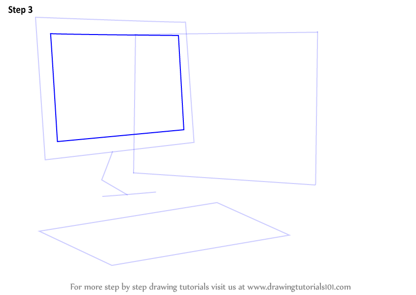 Then, sketch the keyboard for the computer. Learn How To Draw A Computer Computers Step By Step Drawing Tutorials