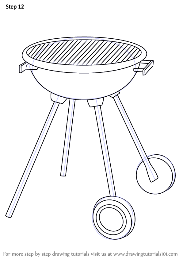 step by step how to draw a bbq grill drawingtutorials101com