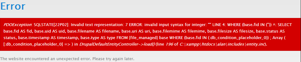 Failed to import appliance /user/…./downloads/windev2110eval.ova. PDOException: SQLSTATE22P02: Invalid text representation: 7 ERROR: invalid input
