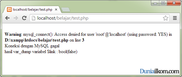 Cara Membuat Koneksi PHP MySQL: fungsi mysql_connect | Duniailkom