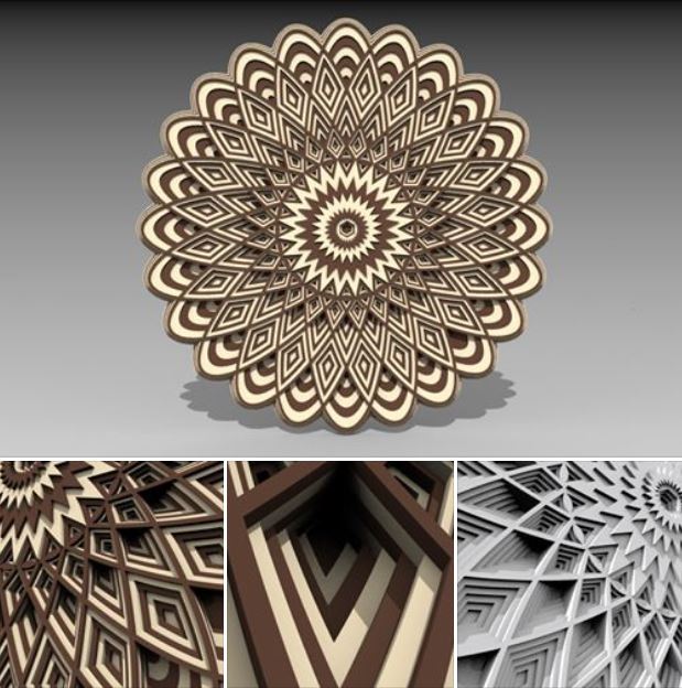 Please note this post contains affiliate links. Free Multilayer 3d Mandala Cnc Cut Download Dxf Downloads Files For Laser Cutting And Cnc Router Artcam Dxf Vectric Aspire Vcarve Mdf Crafts Woodworking