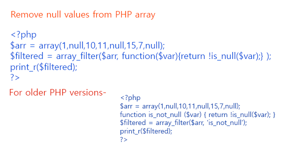 Remove null values from PHP array - EcomSpark