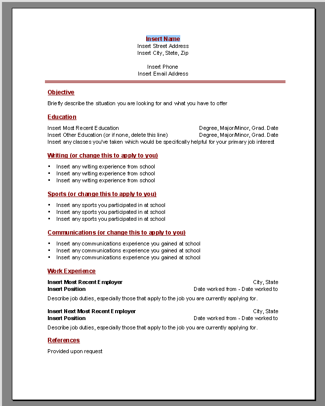 Open microsoft word and pick a template. Free resume template for microsoft word 2000 - sncedirect