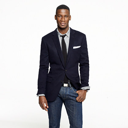 black suit jacket with jeans