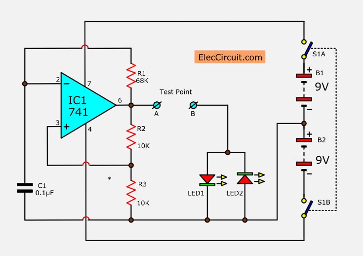 Now, imagine that one reverse biases this voltage by … Diode tester circuit using IC-741 and LED - ElecCircuit.com