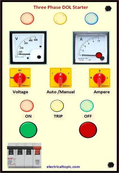 3 Phase Dol Starter Control Circuit Diagram Working Principle