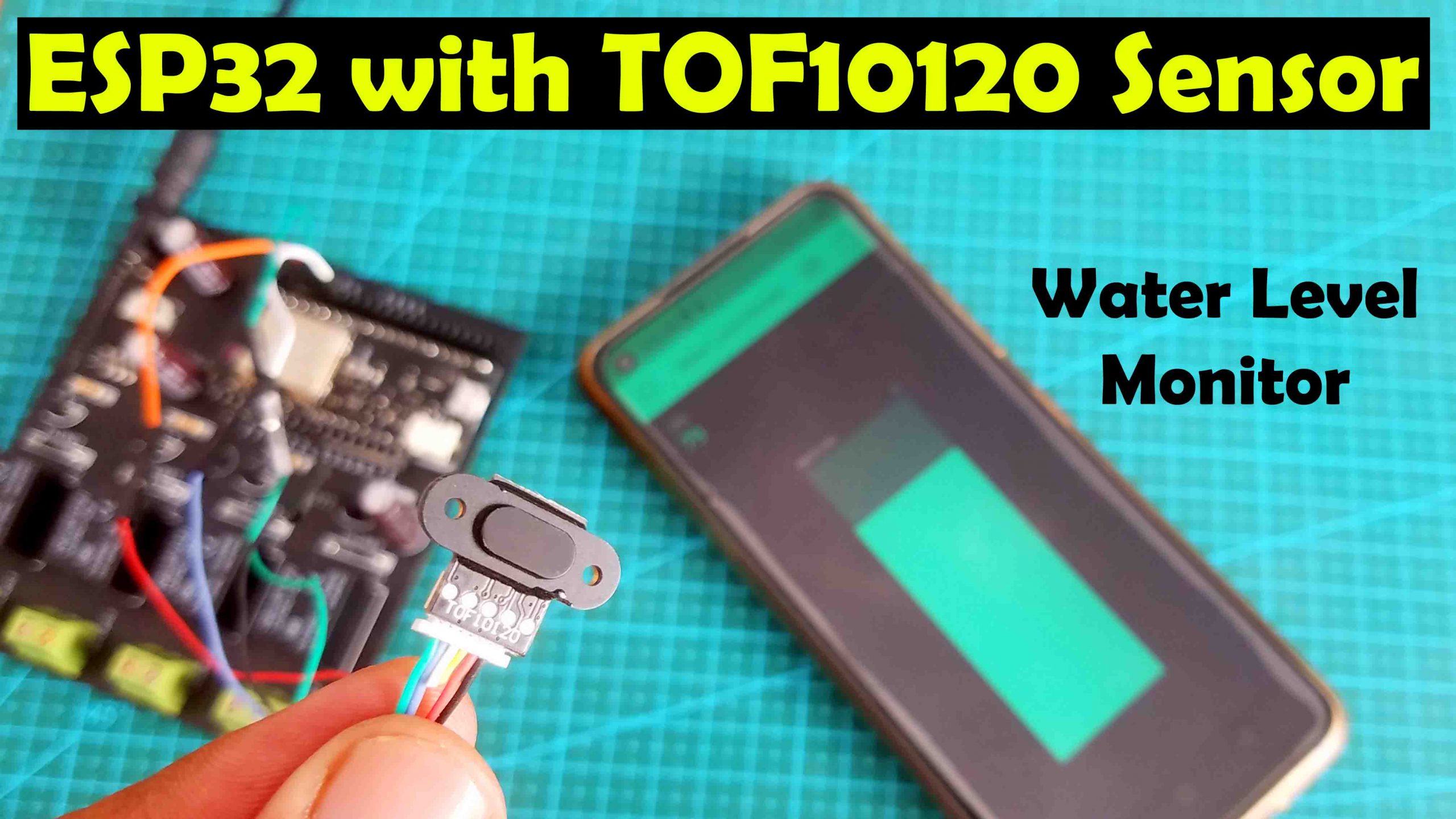 ESP32 with TOF10120 Laser Rangefinder distance sensor, IoT water Level