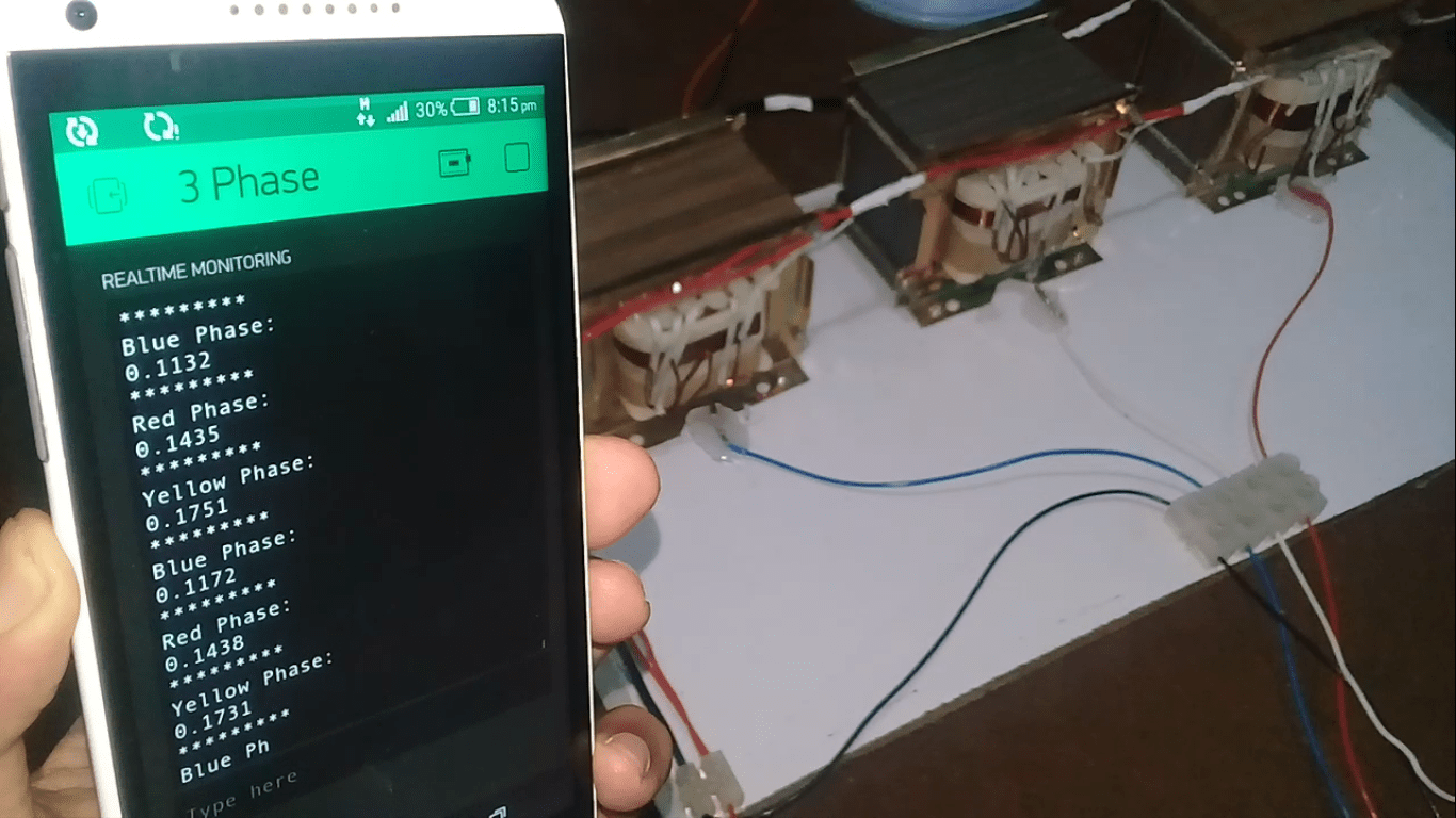 IOT 3 Phase Transformer Load monitoring using Arduino and Nodemcu