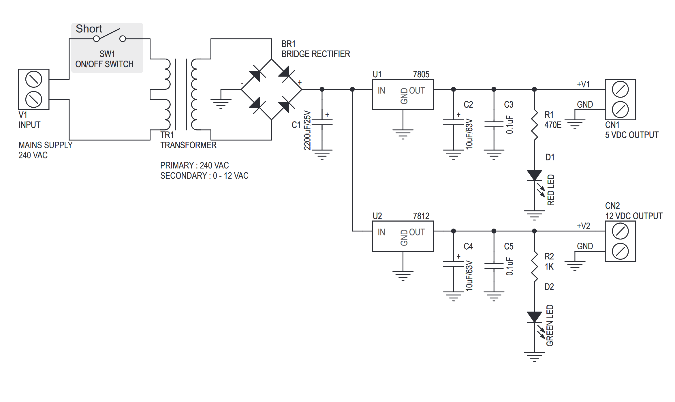 Regulated Power Supply Circuit Diagram With Explanation