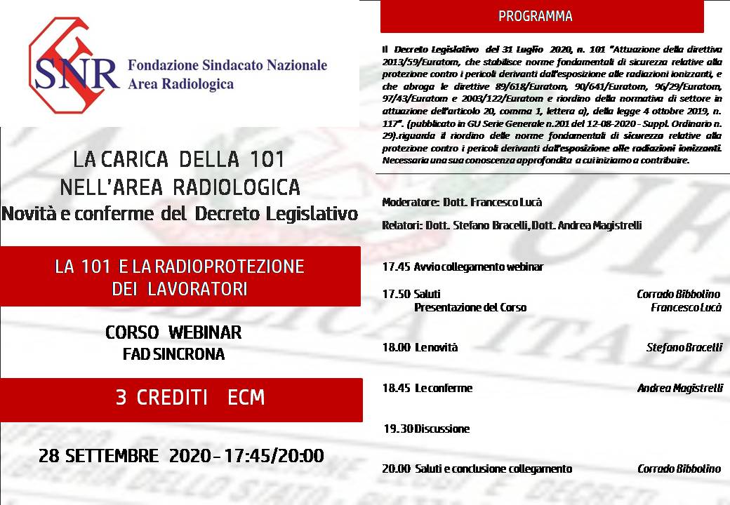 Webinar ( Fad Sincrona) 28 Settembre La 101 E La Radioprotezione Dei Lavoratori | Eleven Conference – Servizi Congressuali In Toscana 720_x_1040_jpg