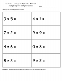 generate multiplication worksheets one digit one digit enchantedlearning com