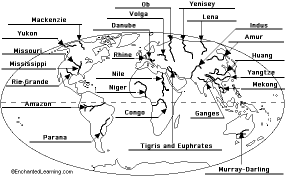 world rivers map printable world map with all countries vector world