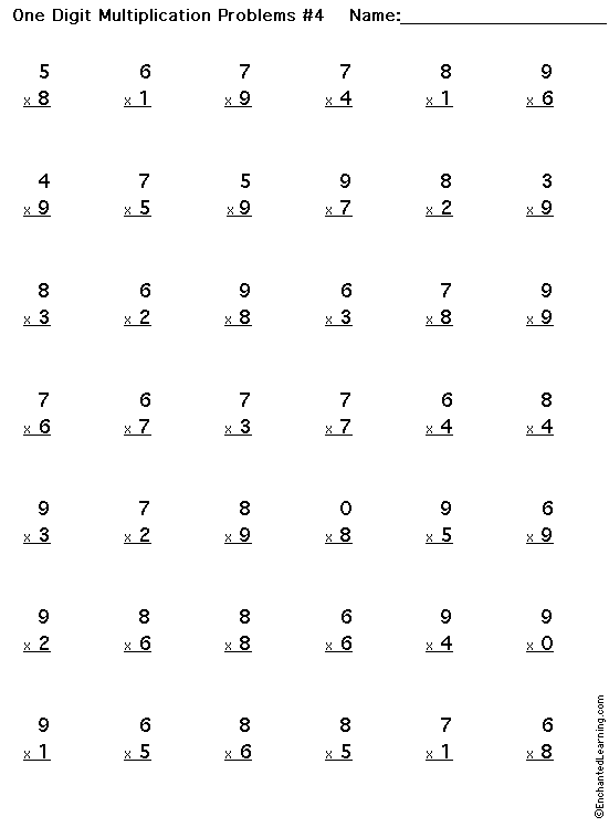 multiplication printouts enchantedlearning com